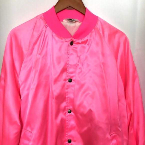 50's Style Pink Satin Bomber Poodle Style Jacket  Mac's Diner Vtg  2XL - Picture 5 of 13